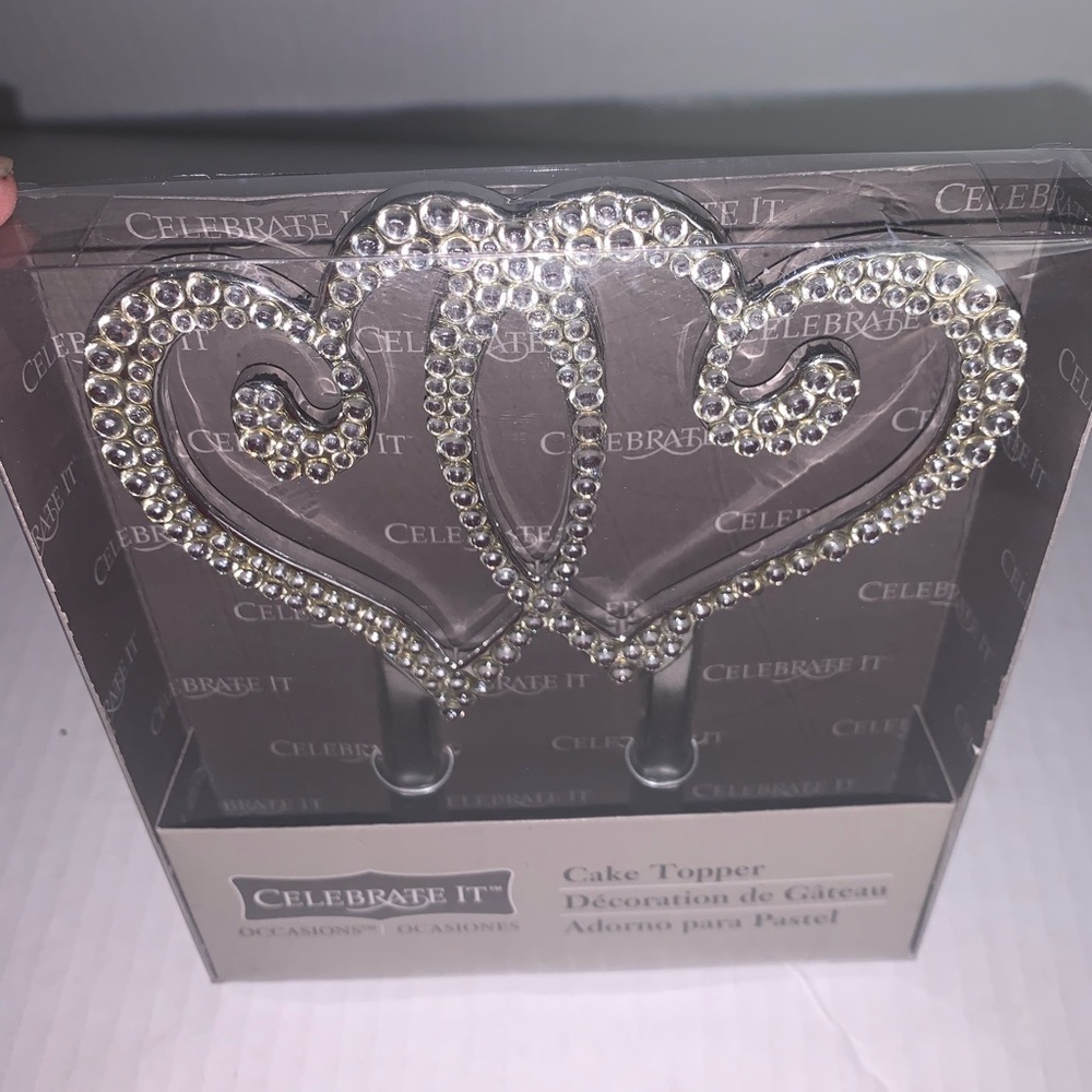 Celebrate it Cake Topper heart cake topper silver - Picture 2 of 3